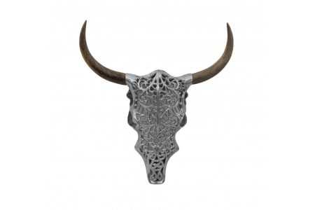 Bútor Budaörs - EXOTIC BULL ezüst faldísz 57cm  online bútor rendelés