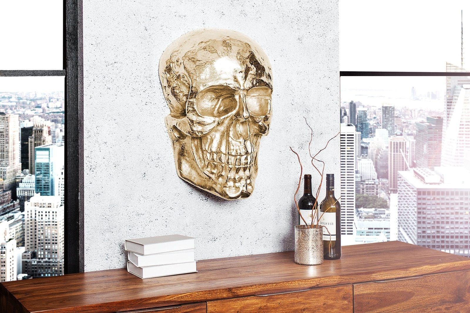 Bútor Budaörs - SKULL arany falidísz 40cm  online bútor rendelés